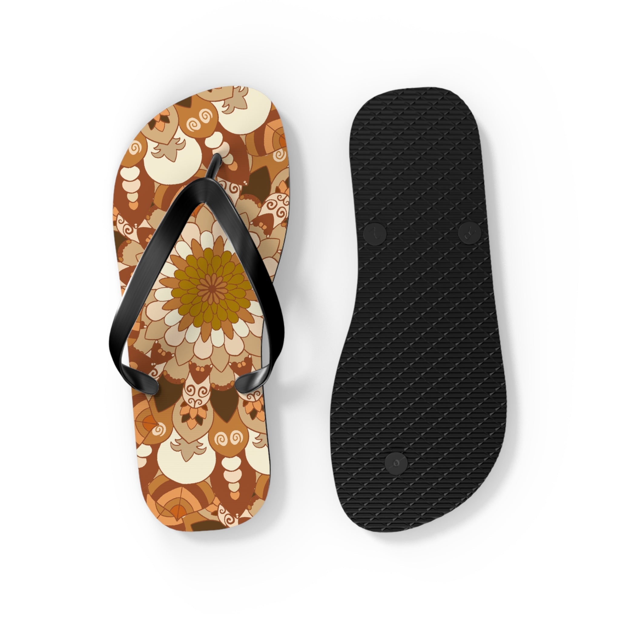 Floral Mandala Flip Flops - Bohemian Summer Style Shoes - Blululi