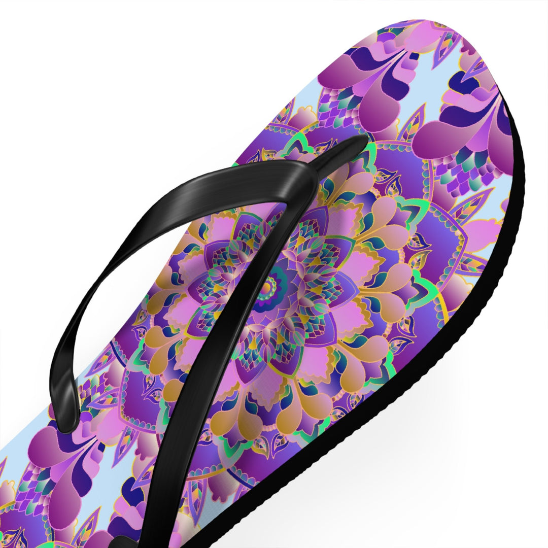 Floral Mandala Flip Flops - Pink & Purple Shoes - Blululi