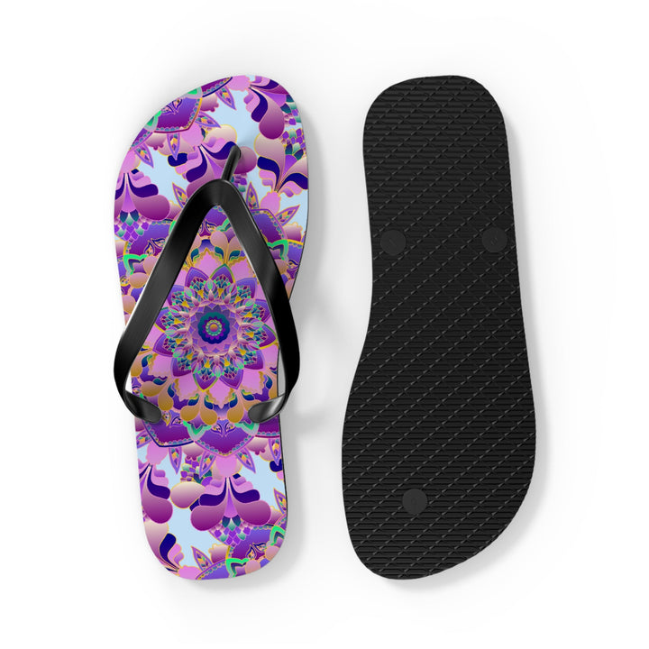 Floral Mandala Flip Flops - Pink & Purple Shoes - Blululi