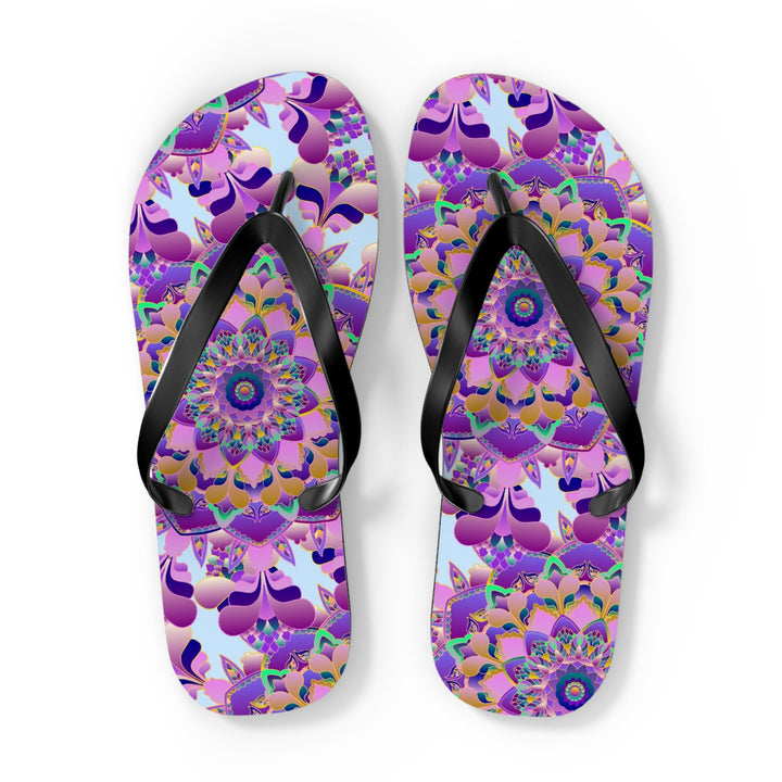 Floral Mandala Flip Flops - Pink & Purple Shoes - Blululi