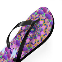 Floral Mandala Flip Flops - Pink & Purple Shoes - Blululi
