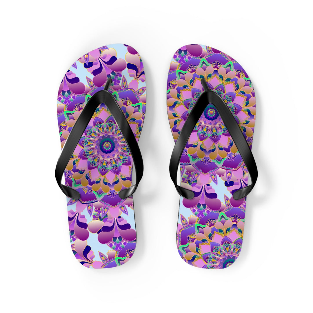 Floral Mandala Flip Flops - Pink & Purple Shoes - Blululi