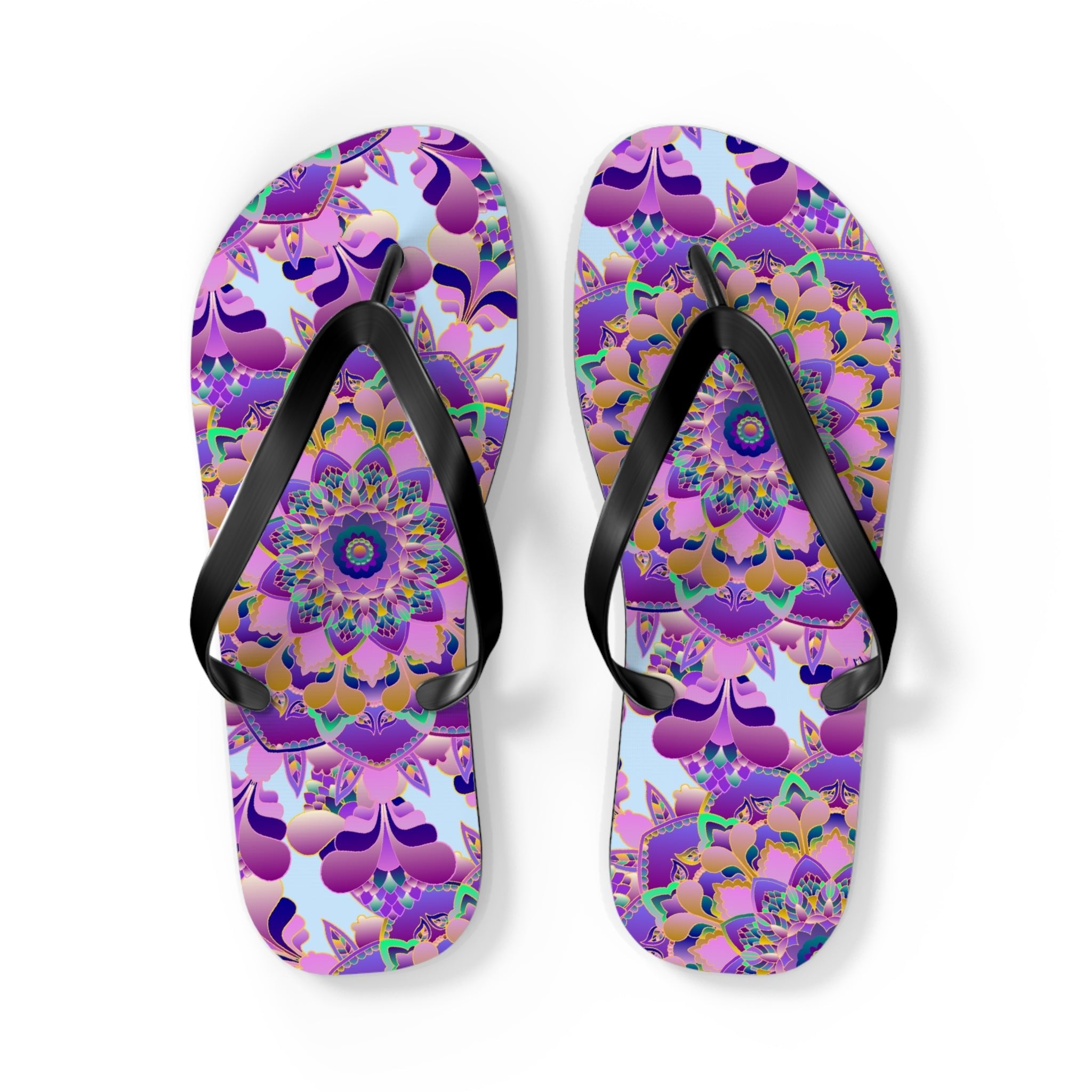 Floral Mandala Flip Flops - Pink & Purple Shoes - Blululi