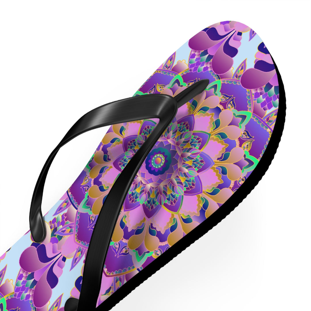 Floral Mandala Flip Flops - Pink & Purple Shoes - Blululi