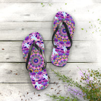 Floral Mandala Flip Flops - Pink & Purple Shoes - Blululi
