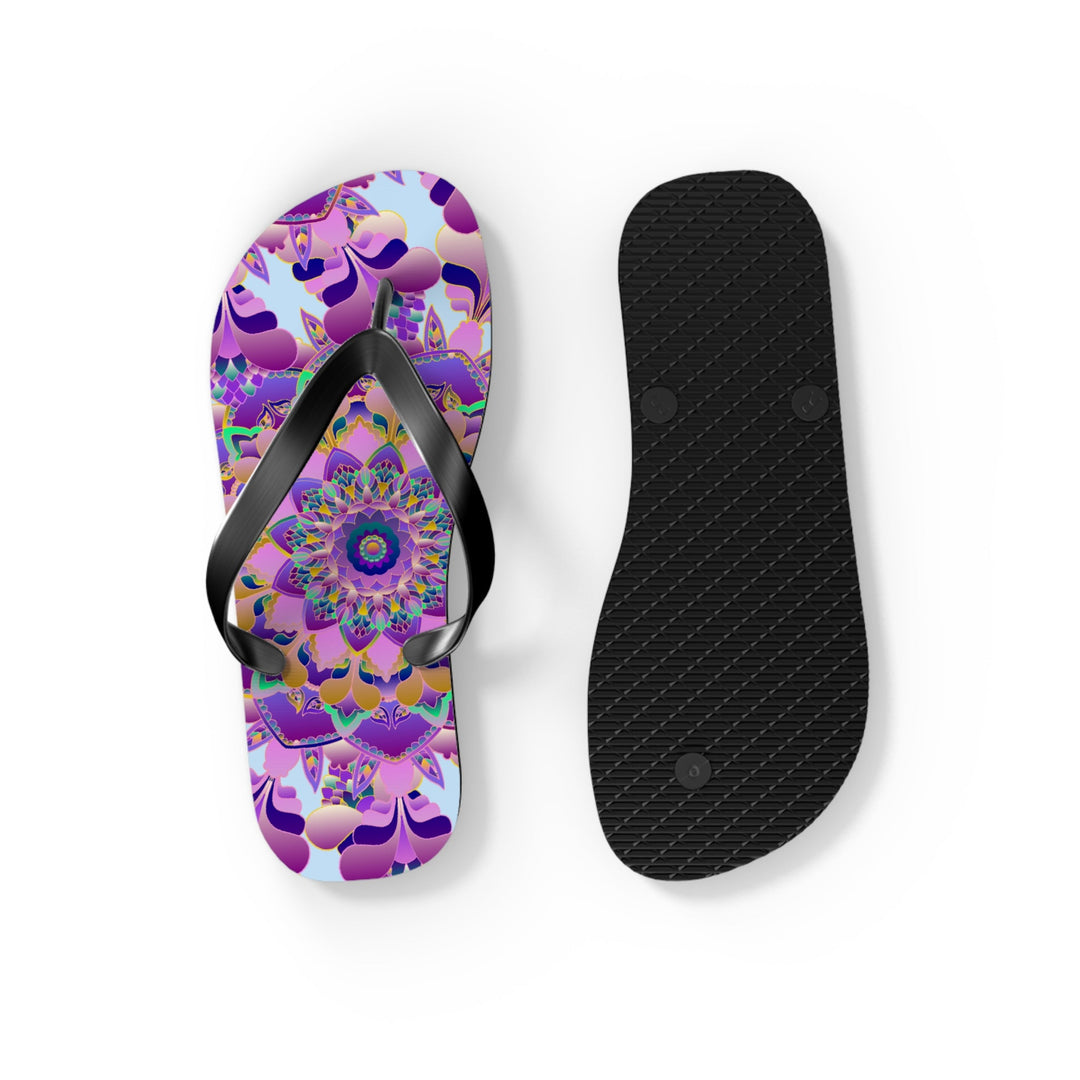 Floral Mandala Flip Flops - Pink & Purple Shoes - Blululi