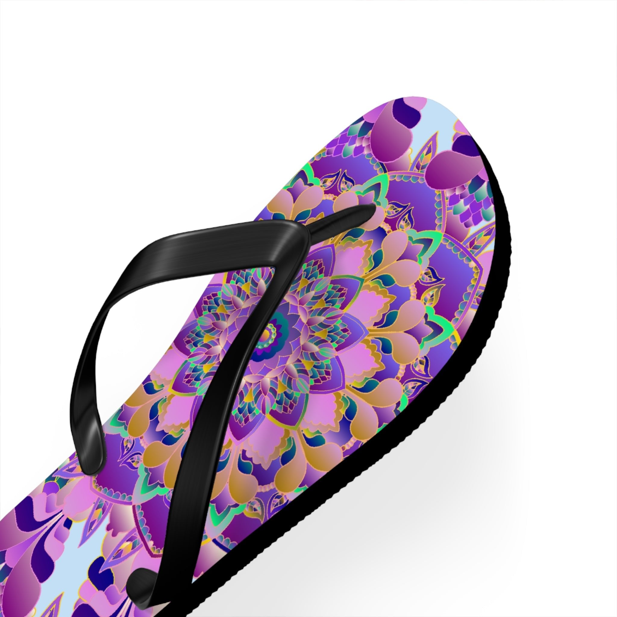 Floral Mandala Flip Flops - Pink & Purple Shoes - Blululi