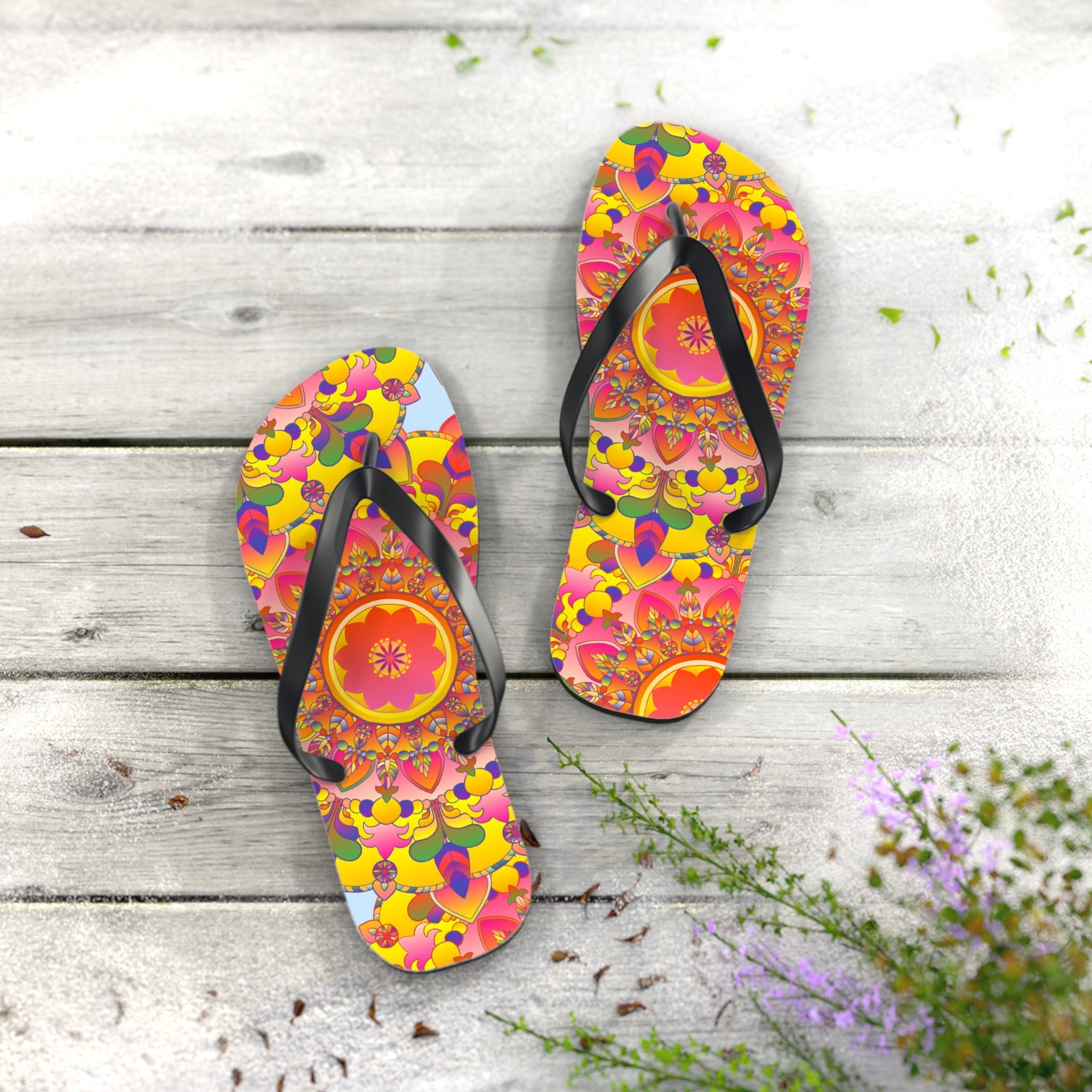 Floral Mandala Flip Flops - Summer Vibes Shoes - Blululi