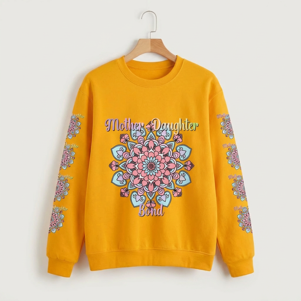 Mandala Patterned Sweatshirt Celebrating Mother-Daughter Love
