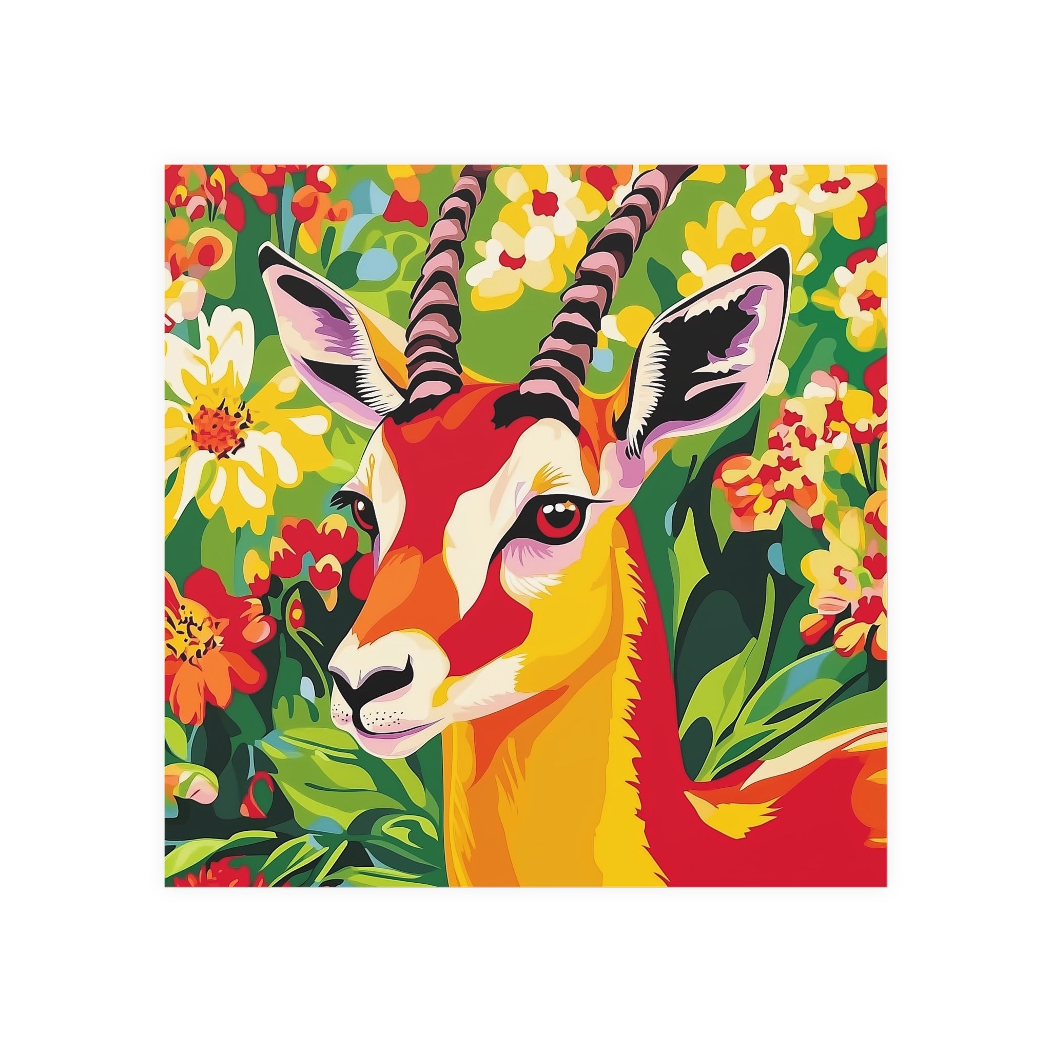 Gazelle & Flowers Savanna Animal Poster Poster - Blululi