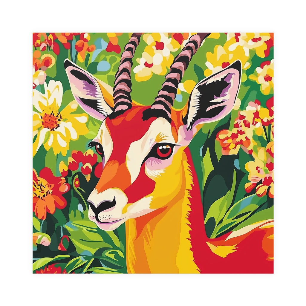 Gazelle & Flowers Savanna Animal Poster Poster - Blululi