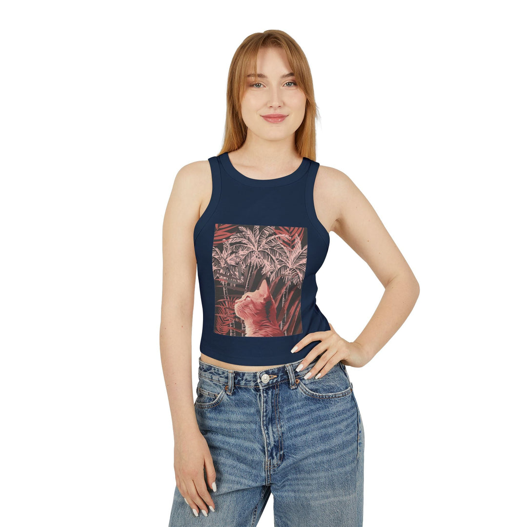 Ginger Cat & Palms Racerback Tank Top Tank Top - Blululi