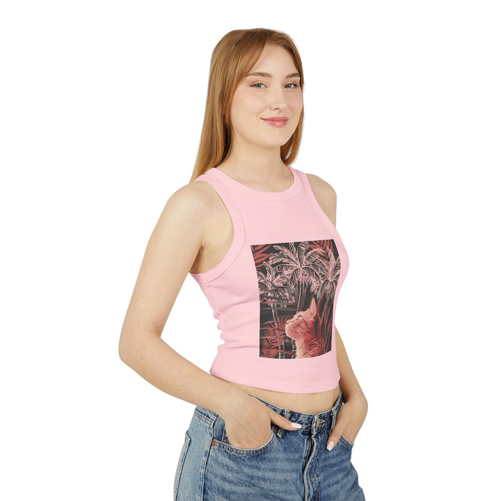 Ginger Cat & Palms Racerback Tank Top Tank Top - Blululi