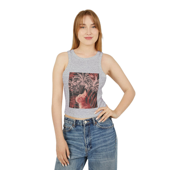 Ginger Cat & Palms Racerback Tank Top Tank Top - Blululi