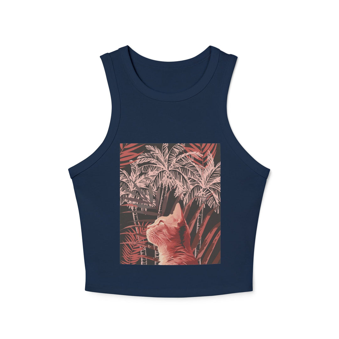 Ginger Cat & Palms Racerback Tank Top Tank Top - Blululi