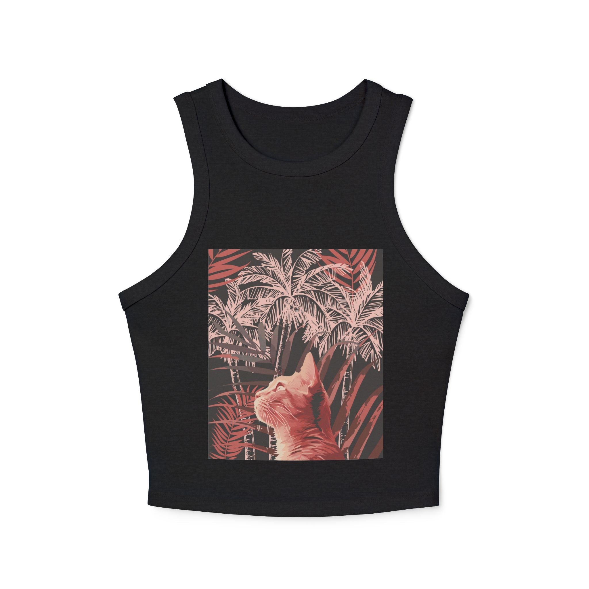 Ginger Cat & Palms Racerback Tank Top Tank Top - Blululi