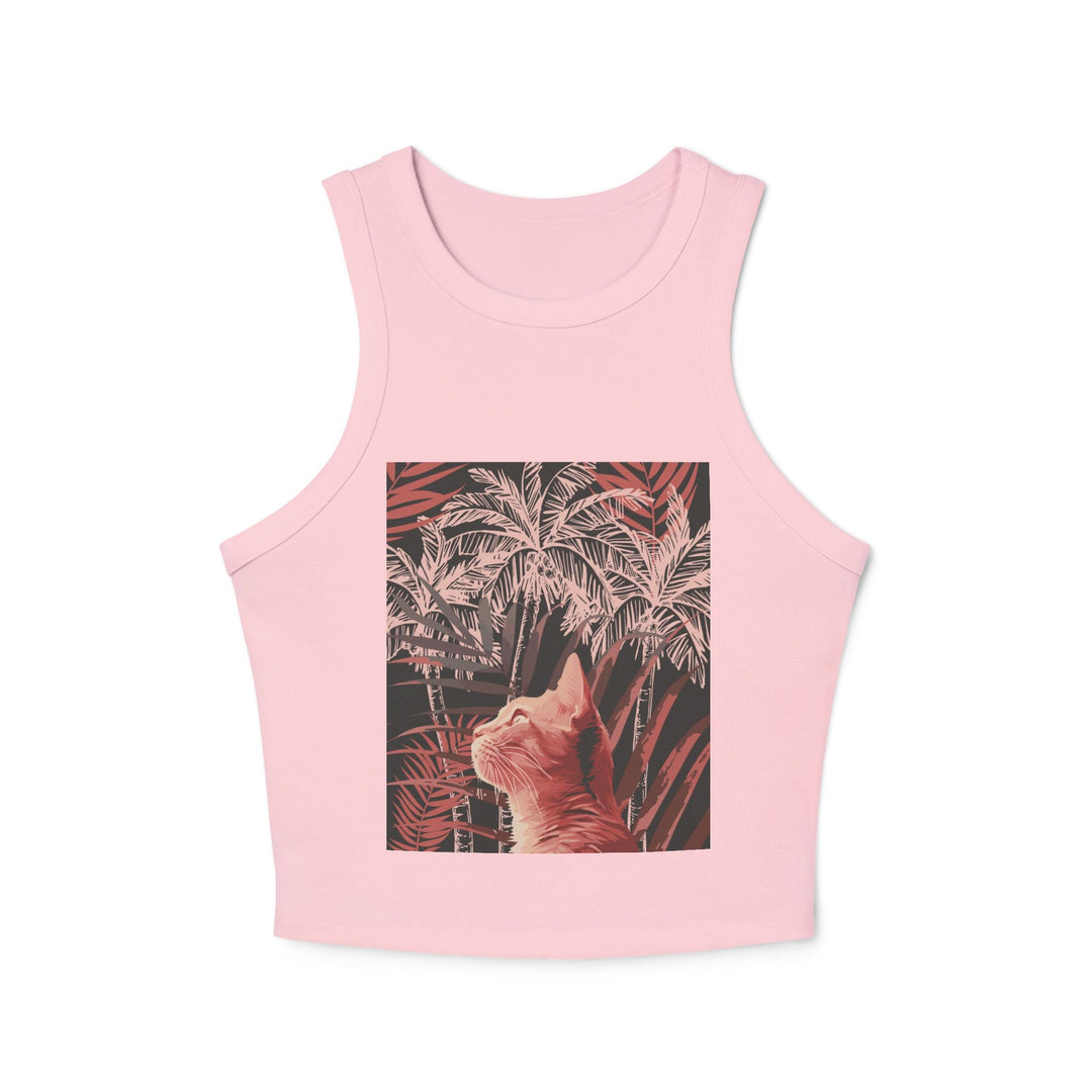 Ginger Cat & Palms Racerback Tank Top Tank Top - Blululi