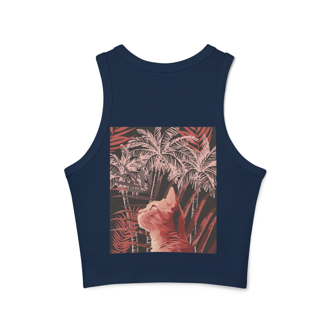 Ginger Cat & Palms Racerback Tank Top Tank Top - Blululi