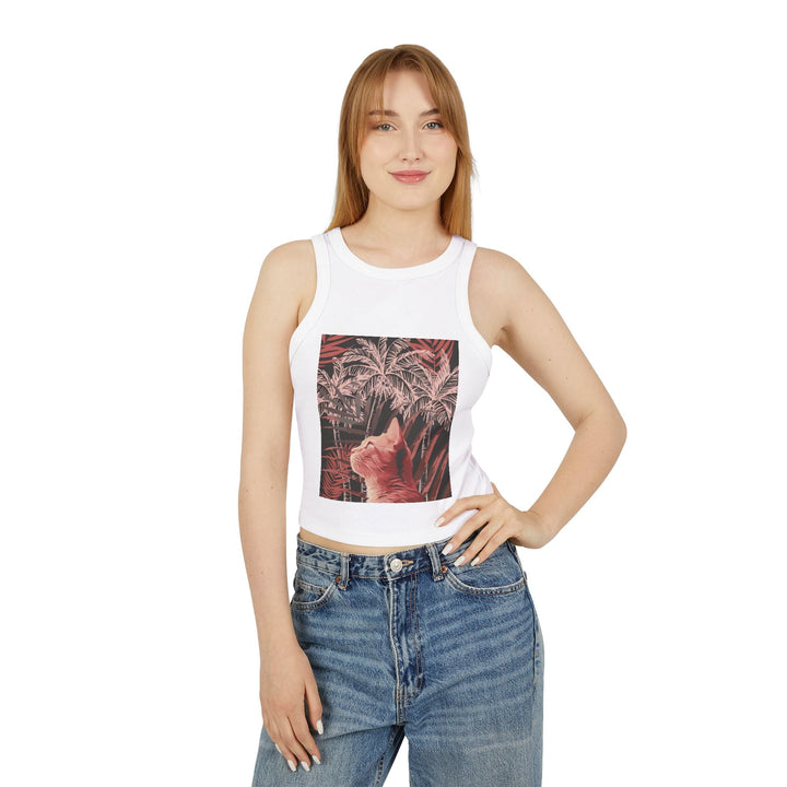 Ginger Cat & Palms Racerback Tank Top Tank Top - Blululi