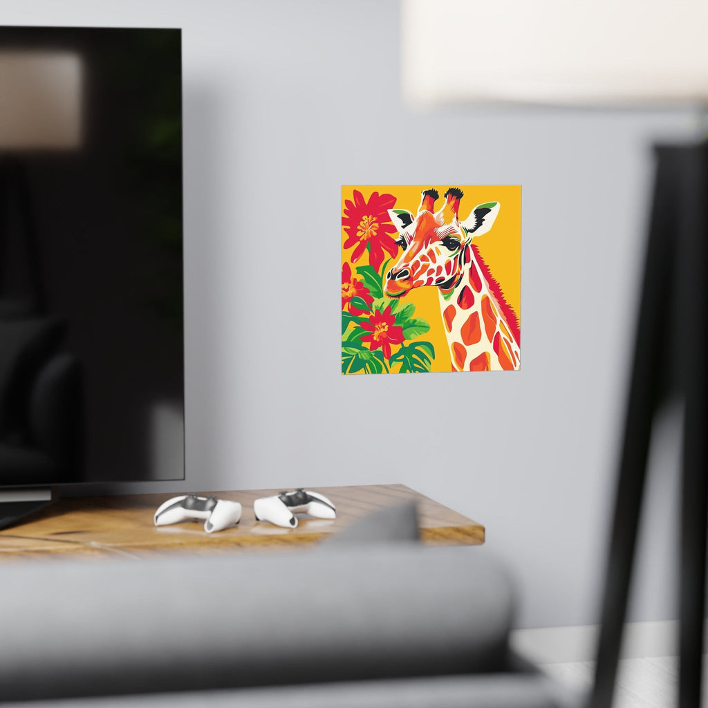 Giraffe & Flowers Savanna Art Poster Poster - Blululi