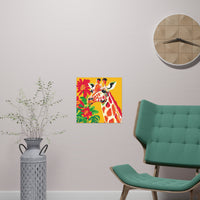 Giraffe & Flowers Savanna Art Poster Poster - Blululi