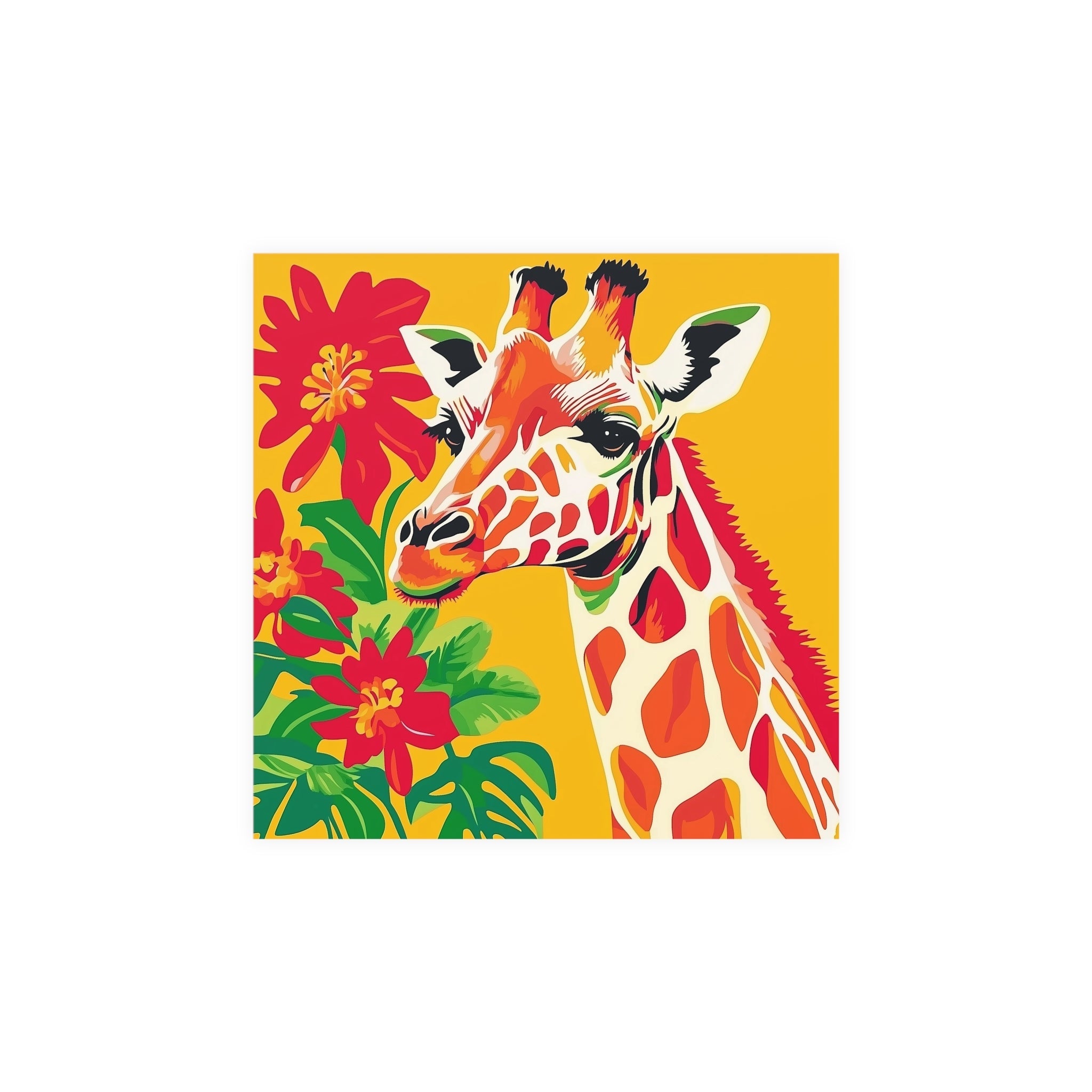 Giraffe & Flowers Savanna Art Poster Poster - Blululi