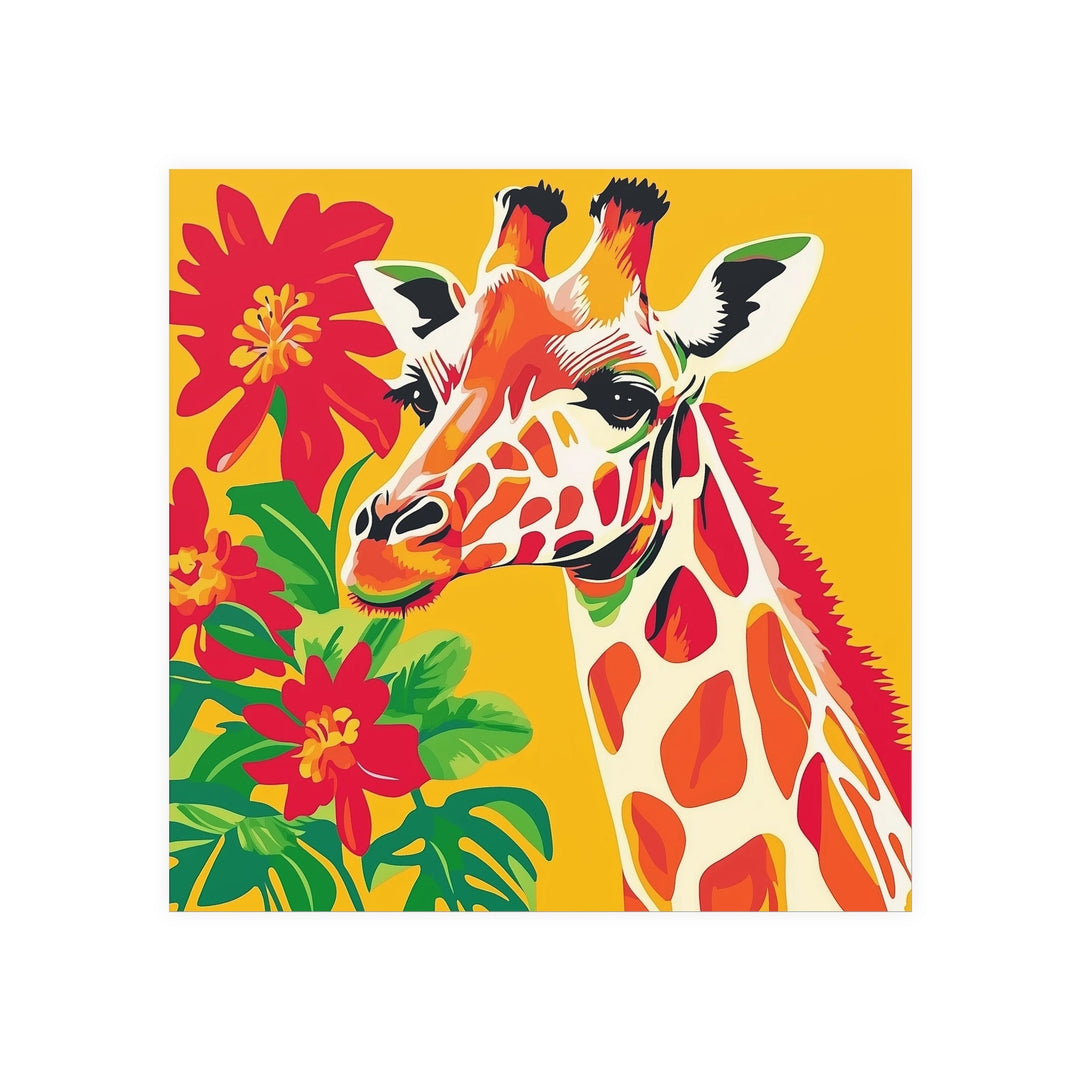 Giraffe & Flowers Savanna Art Poster Poster - Blululi