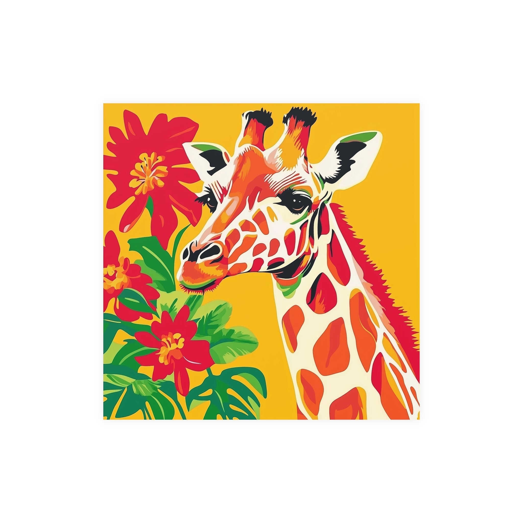 Giraffe & Flowers Savanna Art Poster Poster - Blululi