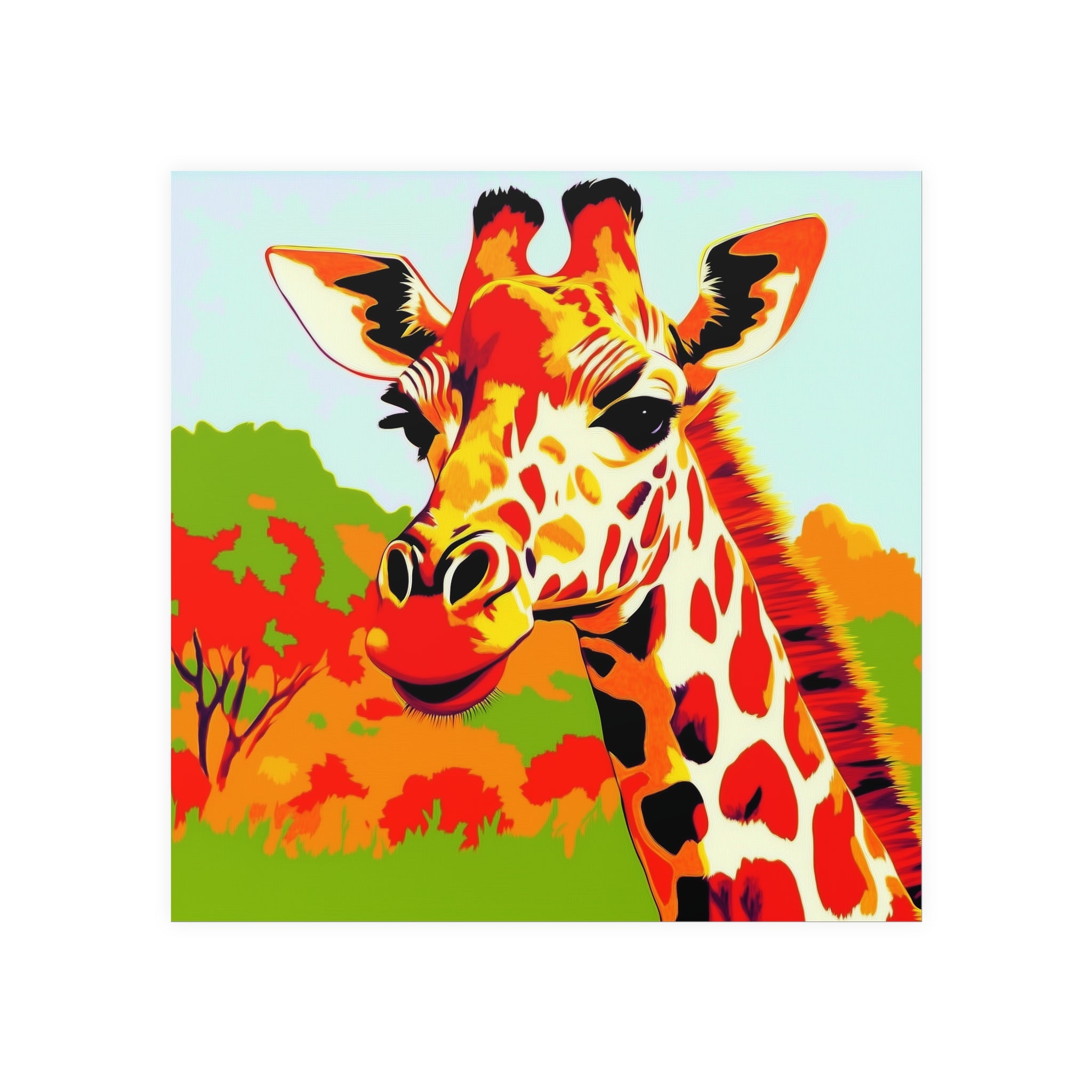 Giraffe Portrait - Colorful Savanna Art Print Poster - Blululi