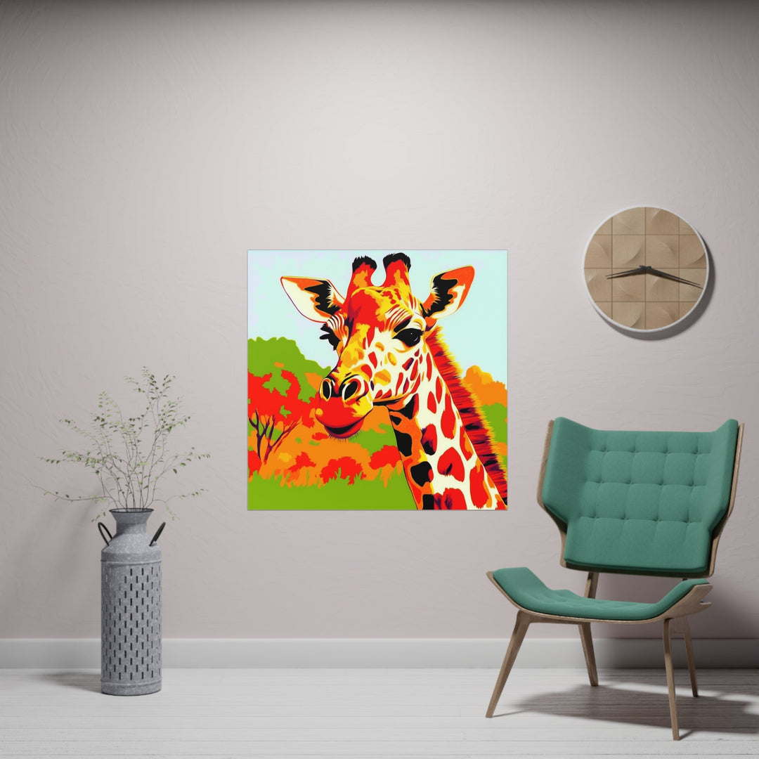 Giraffe Portrait - Colorful Savanna Art Print Poster - Blululi