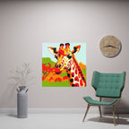 Giraffe Portrait - Colorful Savanna Art Print Poster - Blululi