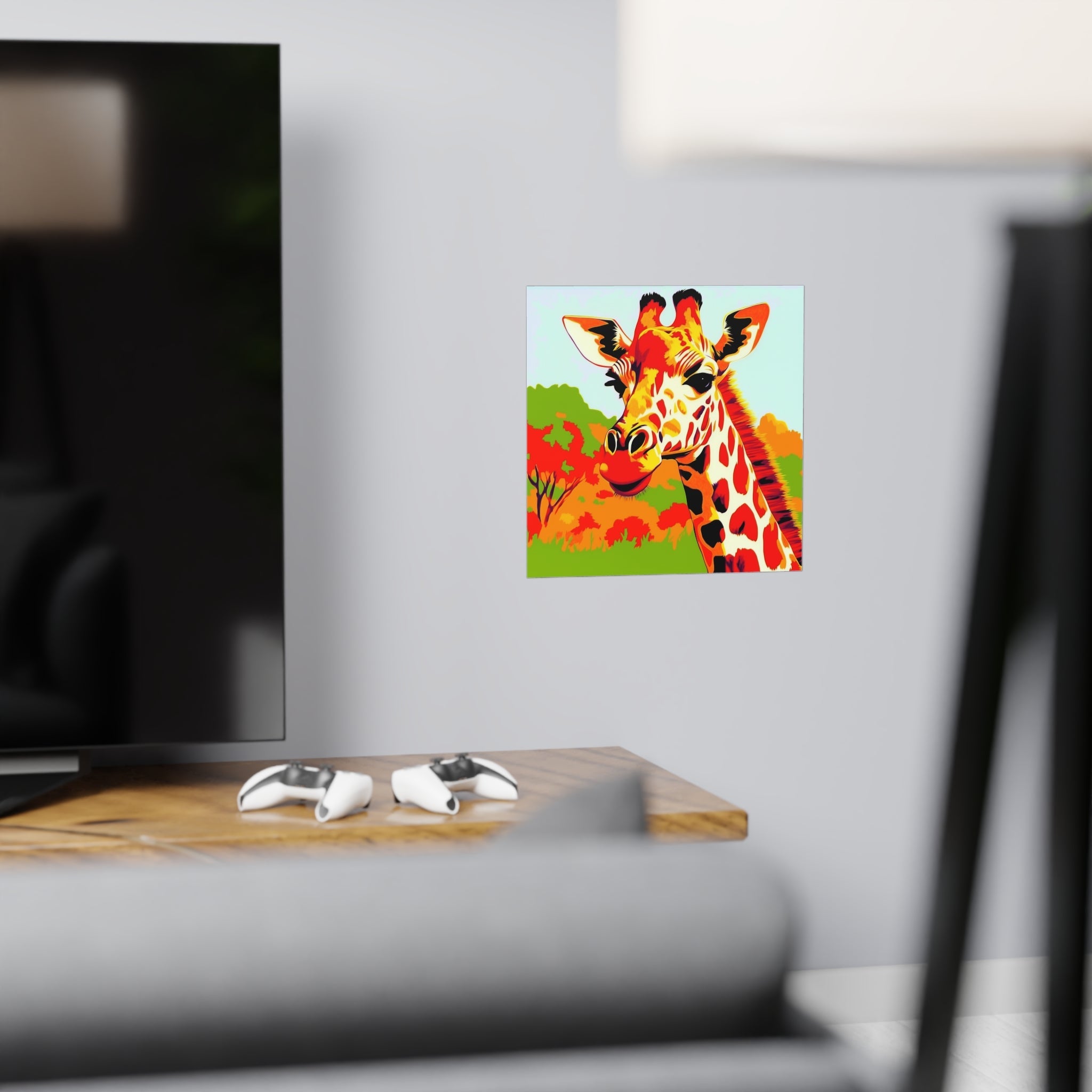 Giraffe Portrait - Colorful Savanna Art Print Poster - Blululi