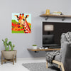 Giraffe Portrait - Colorful Savanna Art Print Poster - Blululi