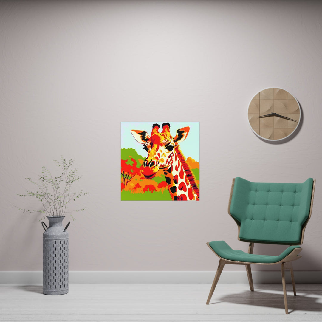 Giraffe Portrait - Colorful Savanna Art Print Poster - Blululi