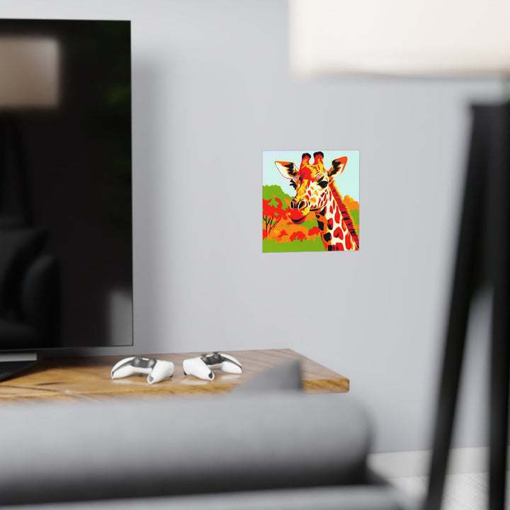 Giraffe Portrait - Colorful Savanna Art Print Poster - Blululi