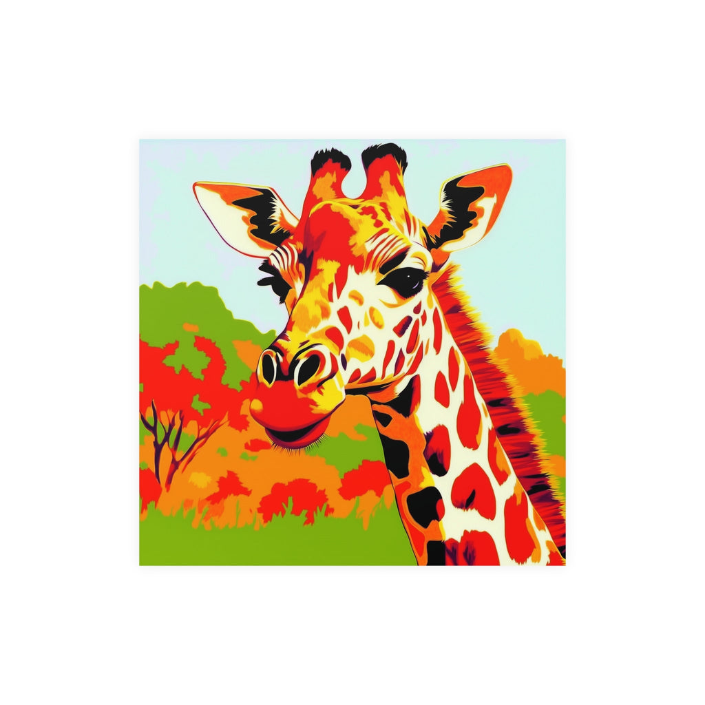 Giraffe Portrait - Colorful Savanna Art Print Poster - Blululi