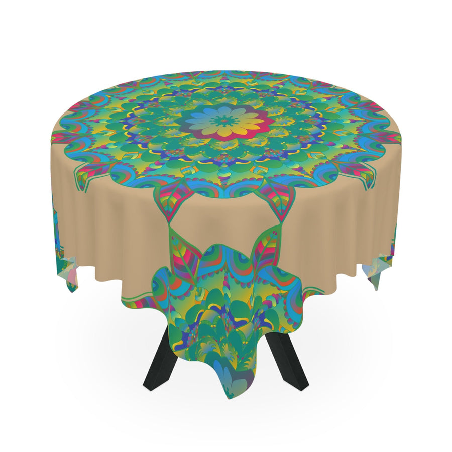 Green Mandala Tablecloth - Intricate Floral Design Home Decor - Blululi