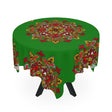 Hand - Drawn Christmas Mandala Art Tablecloth - Green, Square - Blululi