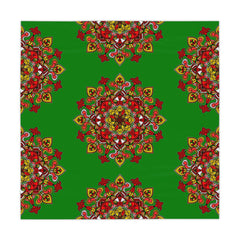 Hand - Drawn Christmas Mandala Art Tablecloth - Green, Square - Blululi