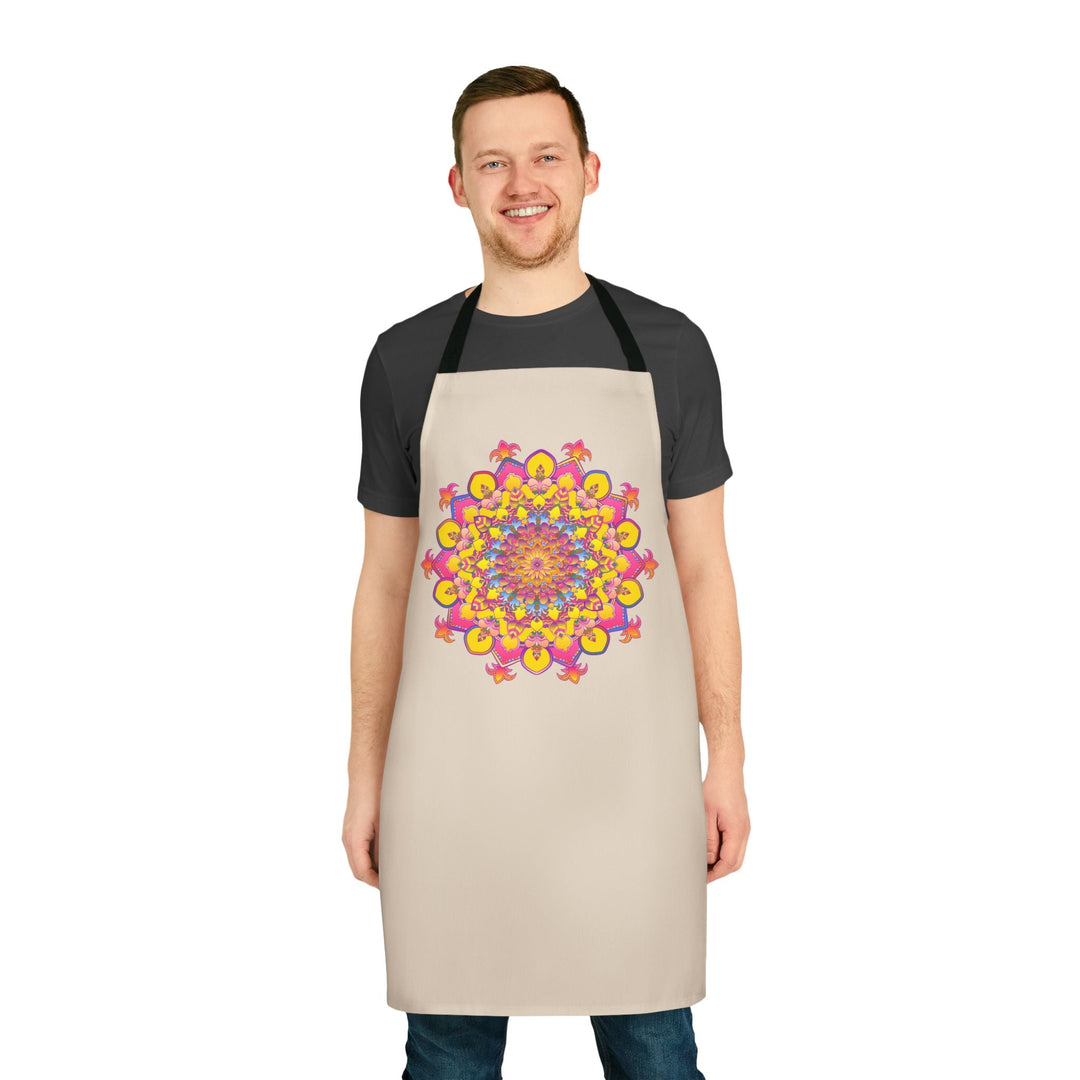 Hand Drawn Mandala Art Apron - Beige All Over Prints - Blululi