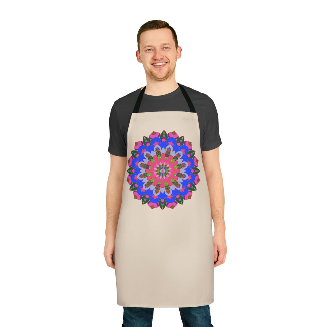 Hand - Drawn Mandala Art Apron - Beige All Over Prints - Blululi