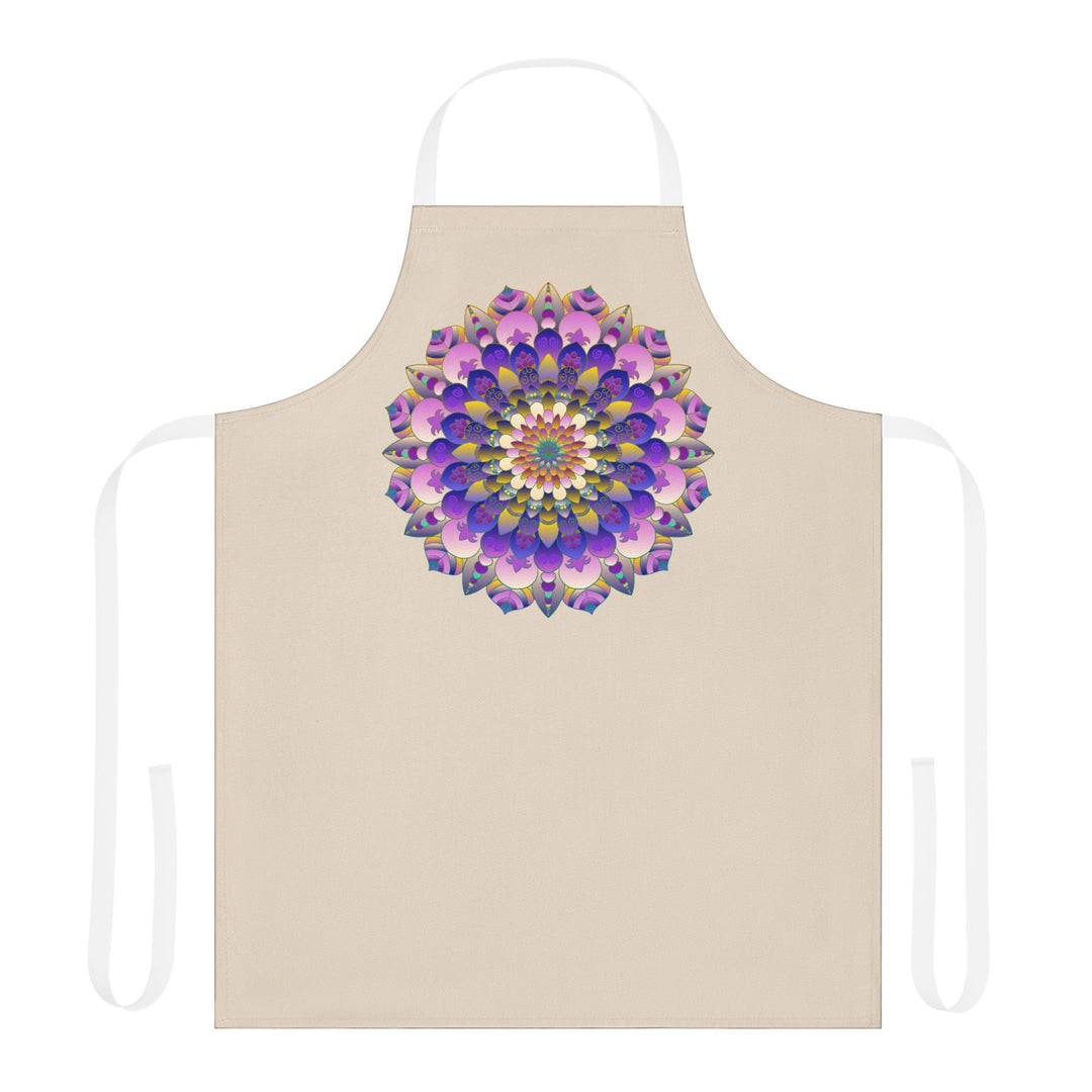 Hand - Drawn Mandala Art Apron - Beige All Over Prints - Blululi