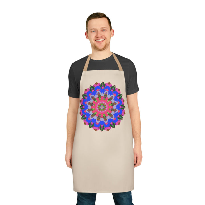 Hand - Drawn Mandala Art Apron - Beige All Over Prints - Blululi