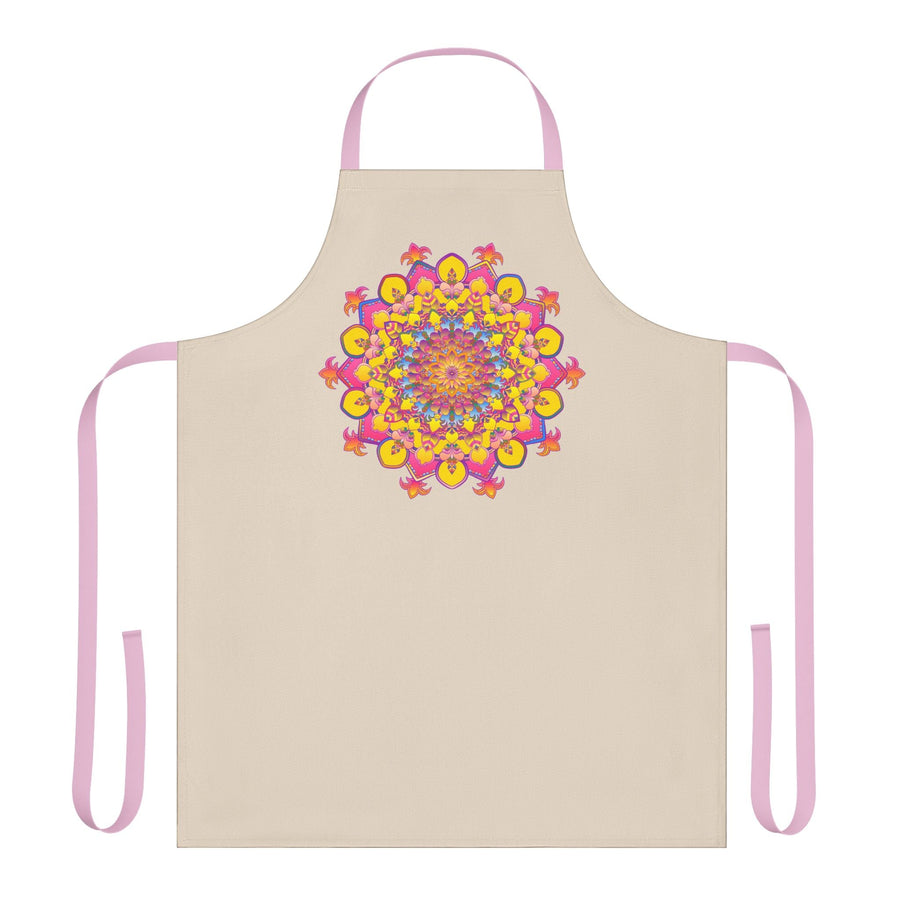 Hand Drawn Mandala Art Apron - Beige All Over Prints - Blululi
