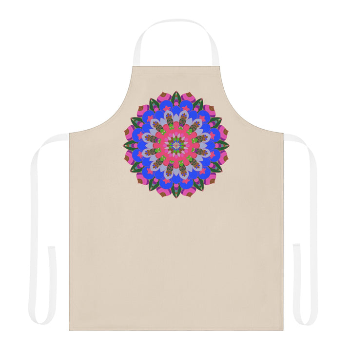 Hand - Drawn Mandala Art Apron - Beige All Over Prints - Blululi