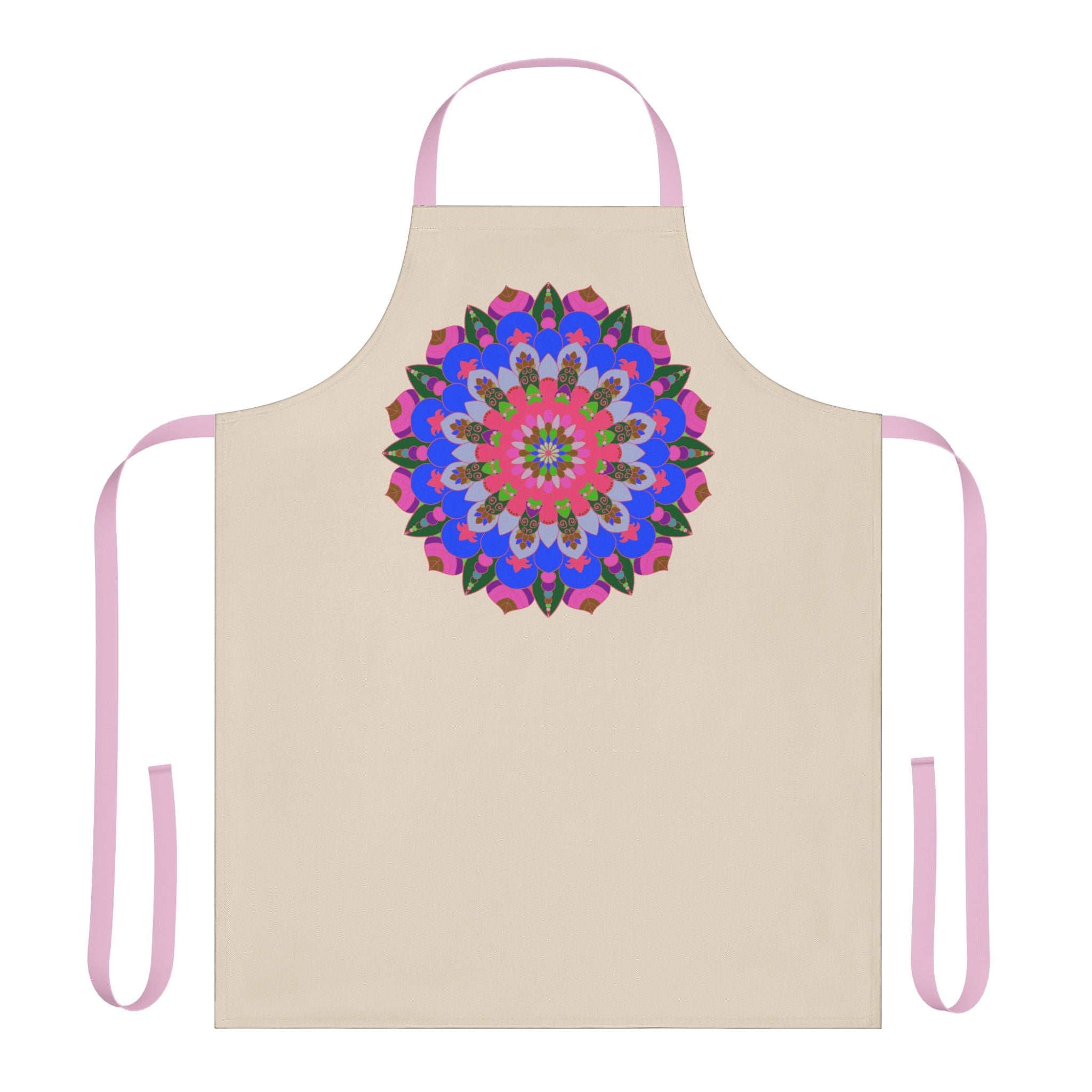 Hand - Drawn Mandala Art Apron - Beige All Over Prints - Blululi