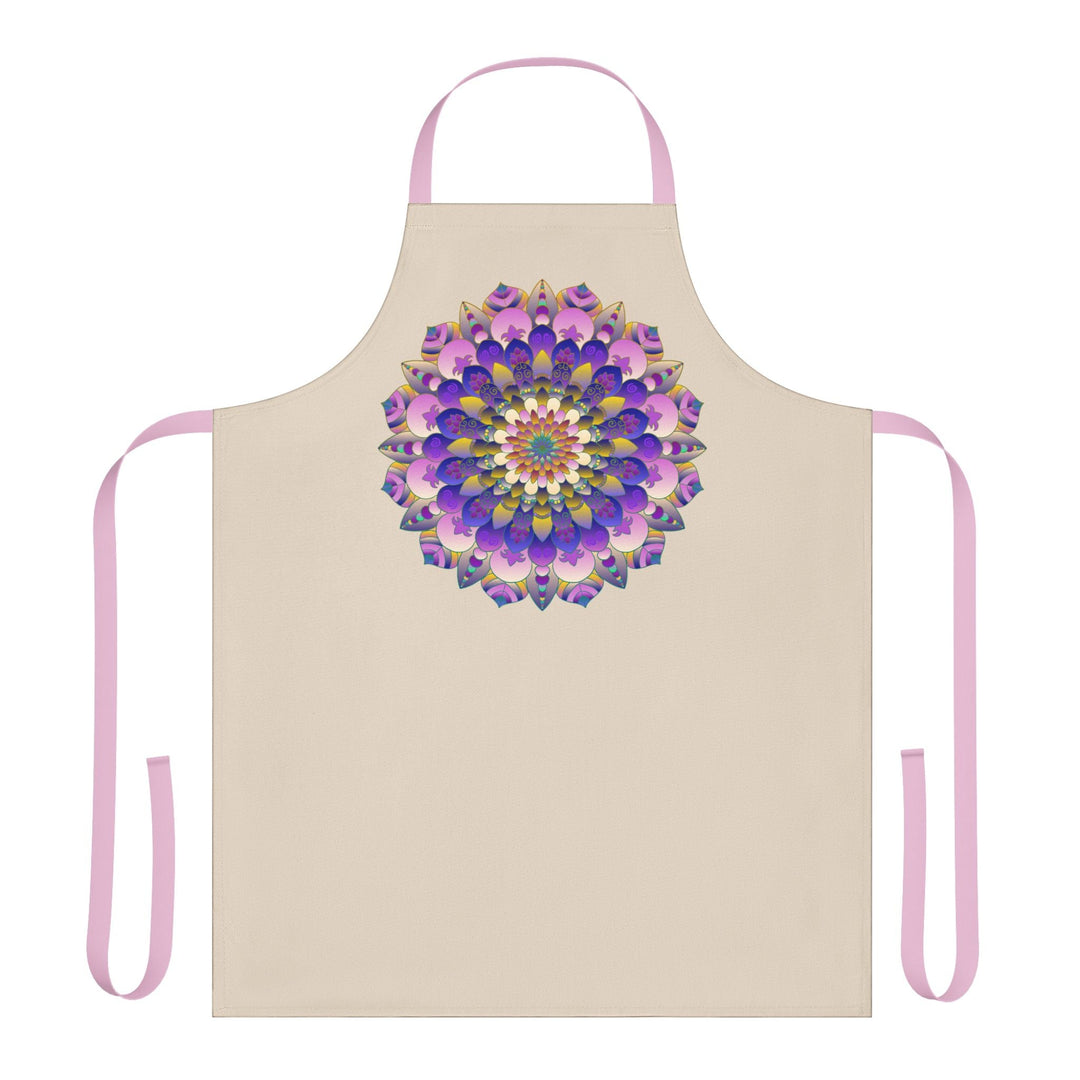 Hand - Drawn Mandala Art Apron - Beige All Over Prints - Blululi