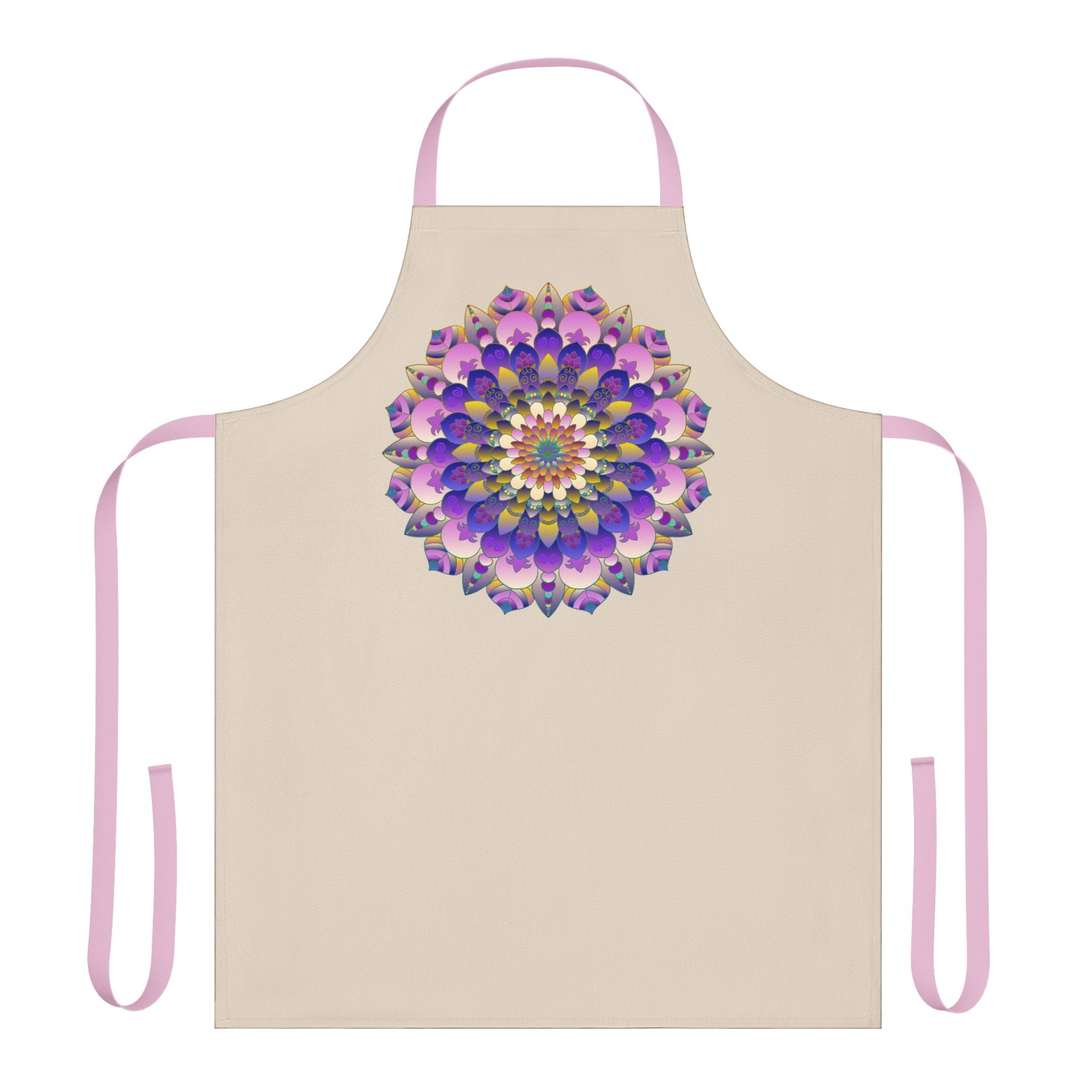 Hand - Drawn Mandala Art Apron - Beige All Over Prints - Blululi