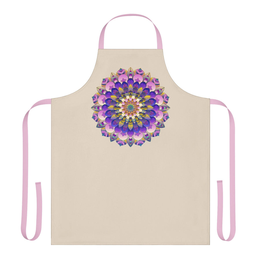 Hand - Drawn Mandala Art Apron - Beige All Over Prints - Blululi