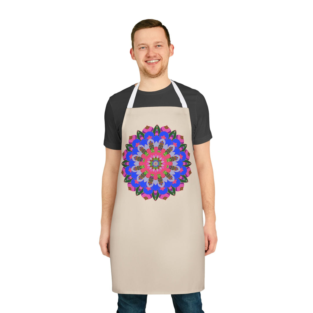 Hand - Drawn Mandala Art Apron - Beige All Over Prints - Blululi